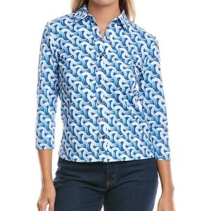J McLaughlin Blue Pattern Cornelia Top Size XL